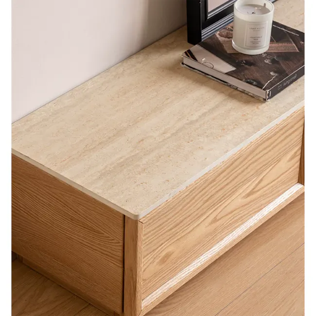 Ying TV Console 2m - Oak, Travertine (Sintered Stone) - 12