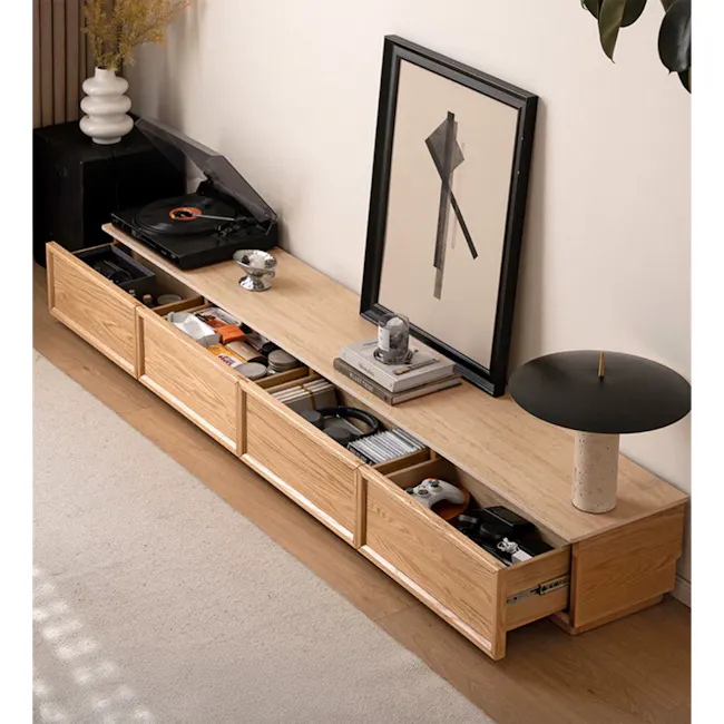 Ying TV Console 2m - Oak, Travertine (Sintered Stone) - 4