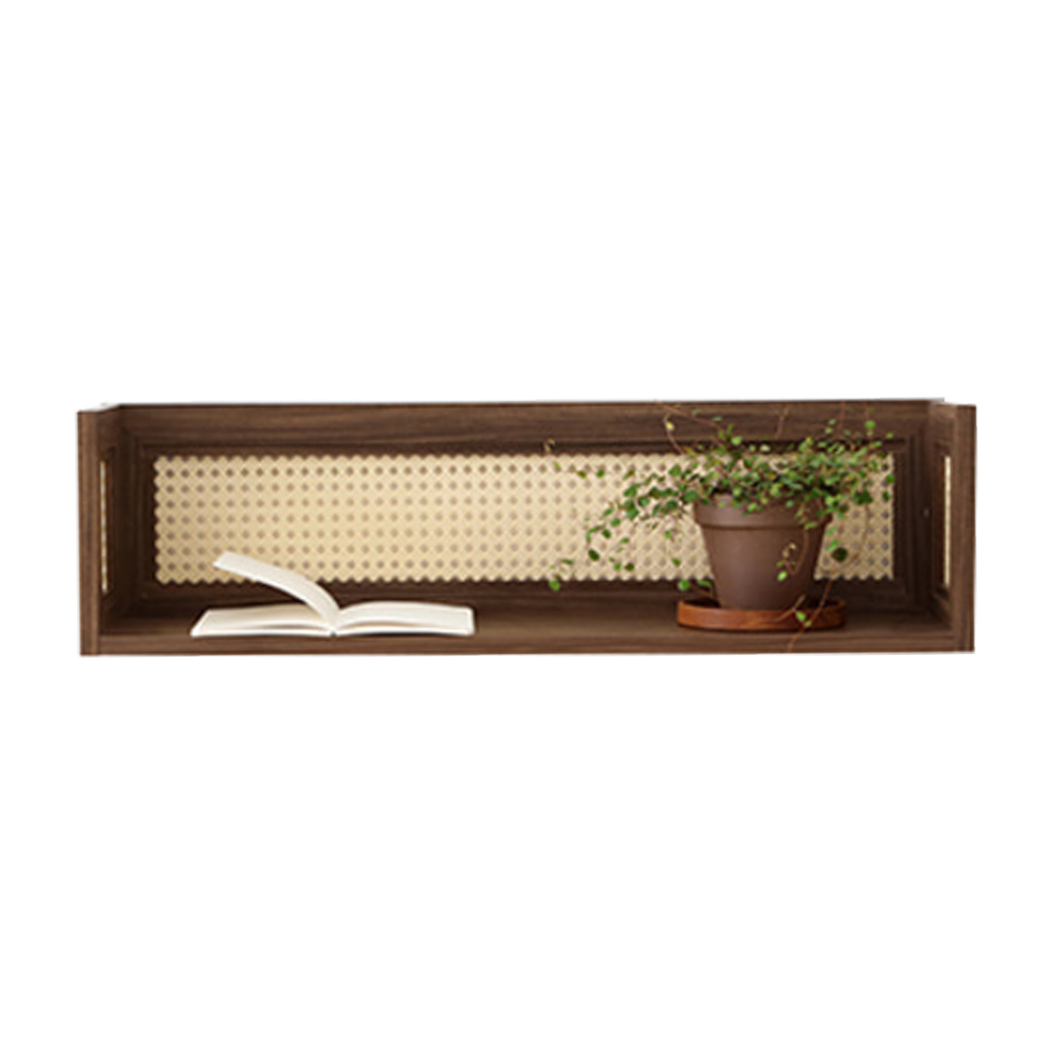 Belig Rattan Wall Shelf - Walnut