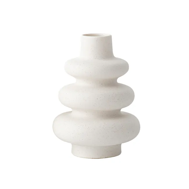 Lenny Ceramic Vase - 1 - White, speckled, organic, sculptural, layered, abstract, minimalist, modern, artistic, natural
