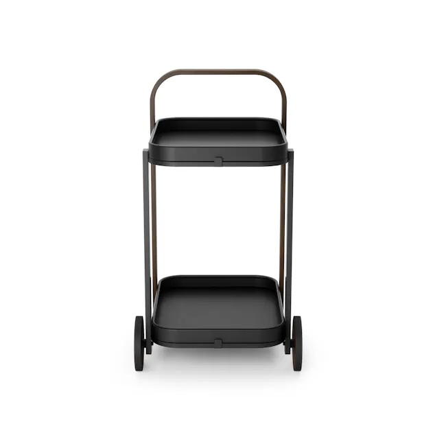 Bellwood Serving Cart - Black, Walnut - 4 - Rolling tray, black rolling cart, minimalist kitchen cart, modern kitchen tool