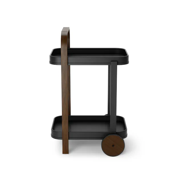 Bellwood Serving Cart - Black, Walnut - 3 - modern kitchen cart, minimalist kitchen setup, black and wood kitchen cart