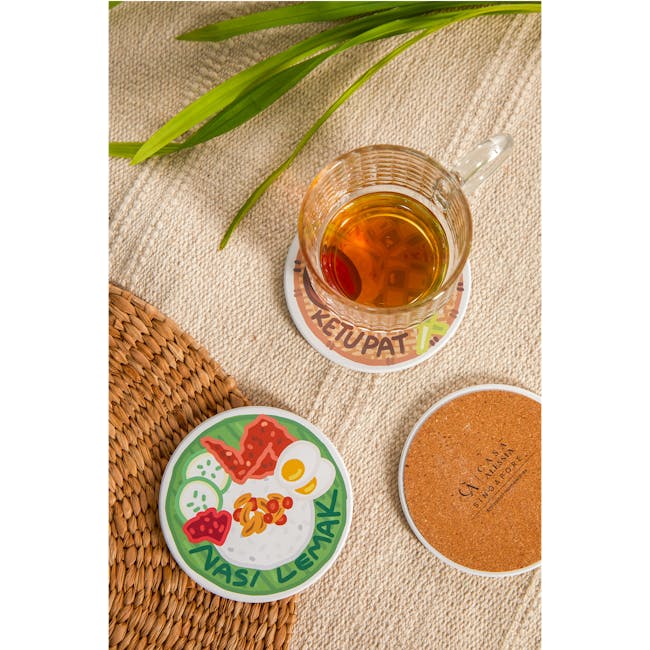 Diatomite Coasters - Makan Favourites (Nasi Lemak, Satay, Kuehs, Ketupat) - 3