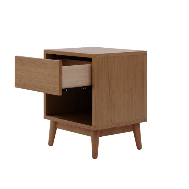 Cassius 2 Drawer Queen Bed in Walnut, Shark Grey with 2 Kyoto Top Drawer Bedside Tables in Walnut - 15