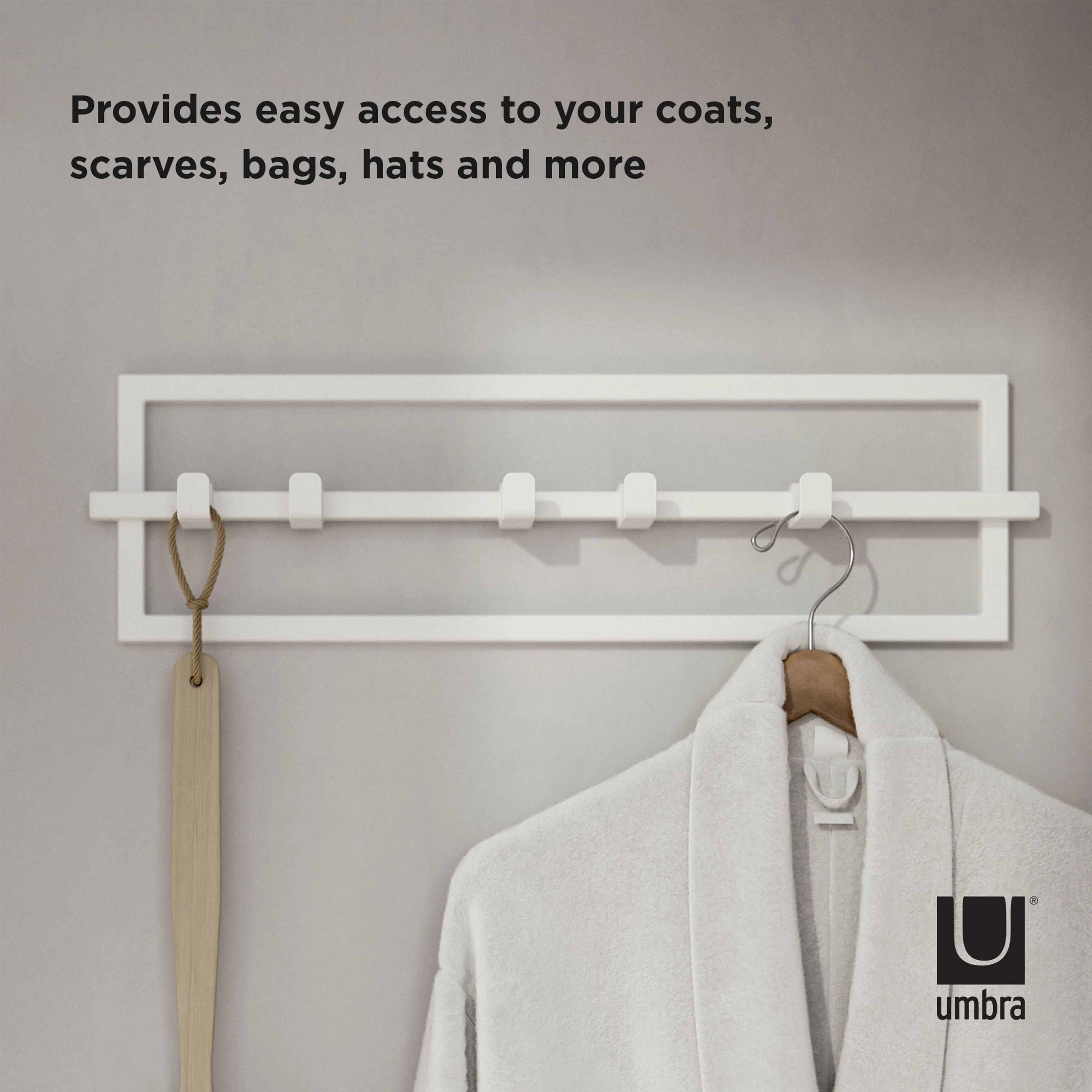 Cubiko Wall Hook - White - 9 - white coat rack, coat hanger, coat hanger hooks, coat hanger system, easy access, coat hanger