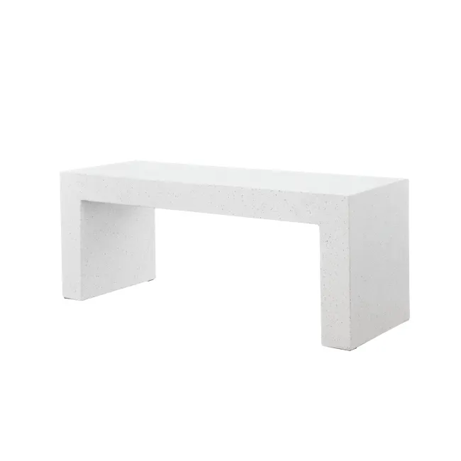 Ryland Terrazzo Bench 1.2m - 1 - White, modern, geometric, abstract, minimalist, contemporary, sculptural, textured