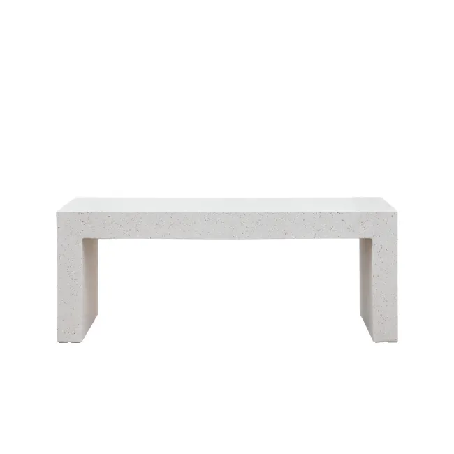 Ryland Terrazzo Bench 1.2m - 3 - White speckled concrete table, minimalist design, modern aesthetic, abstract background