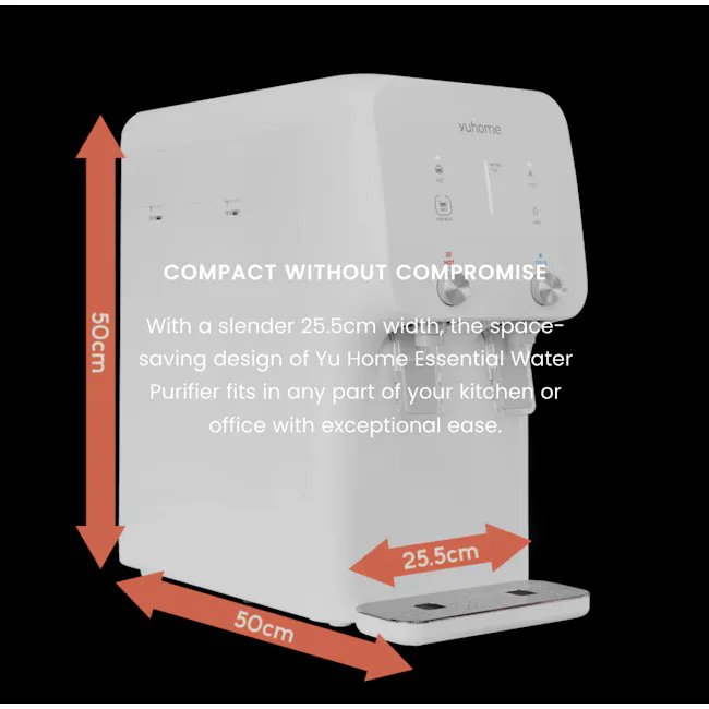 Essential Water Purifier - 7 - Compact, efficient, space-saving, dual functions, water purification, kitchen or office, easy