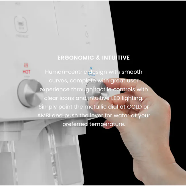 Essential Water Purifier - 8 - Human-centric design, smooth curves, intuitive controls, clear icons, tactile interactions