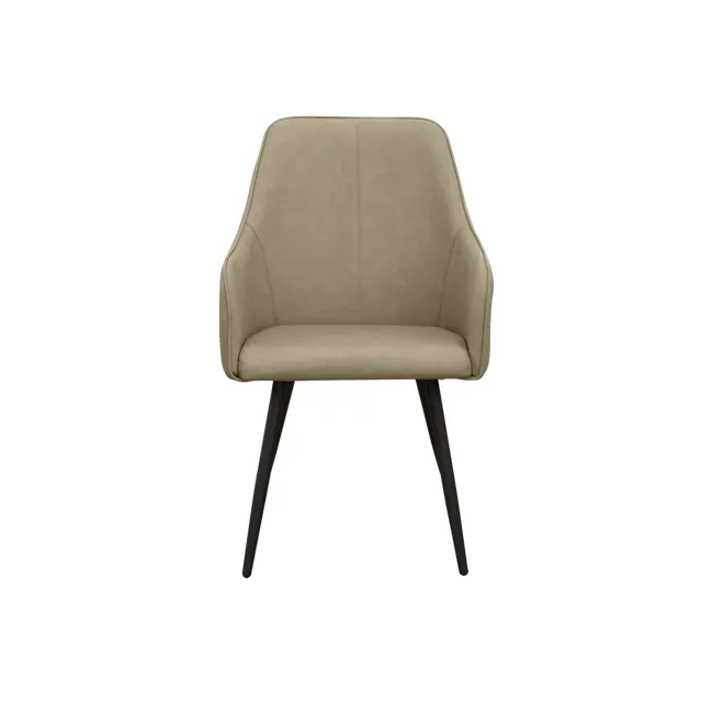 Charlie Dining Armchair - Taupe (Faux Leather) - 12 - Modern upholstered chair, beige fabric, sleek design, minimalist