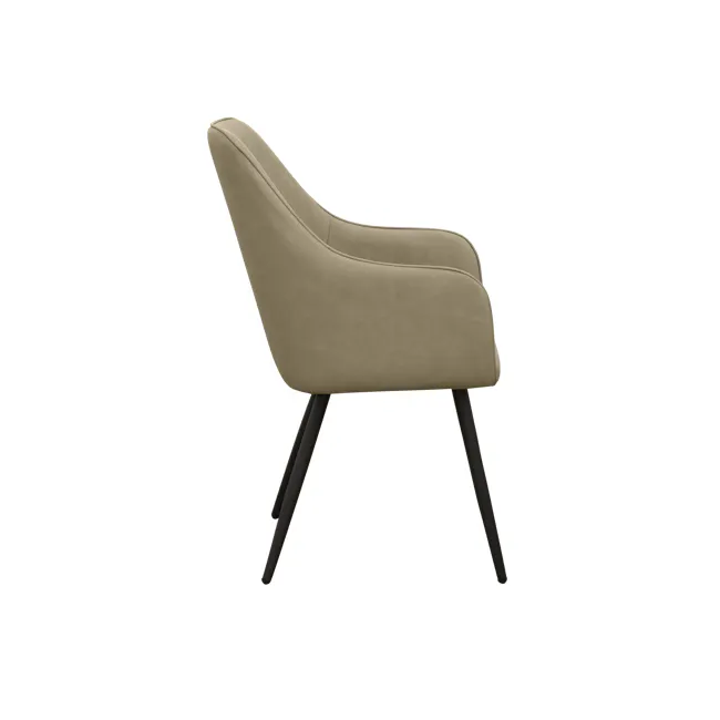 Charlie Dining Armchair - Taupe (Faux Leather) - 13 - Modern upholstered chair, beige fabric, sleek design, minimalist