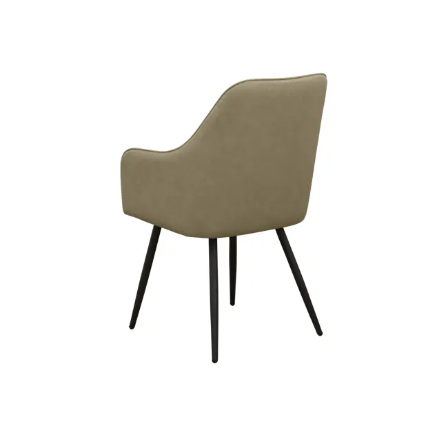 Charlie Dining Armchair - Taupe (Faux Leather) - 14 - Modern upholstered chair, beige fabric, sleek design, minimalist