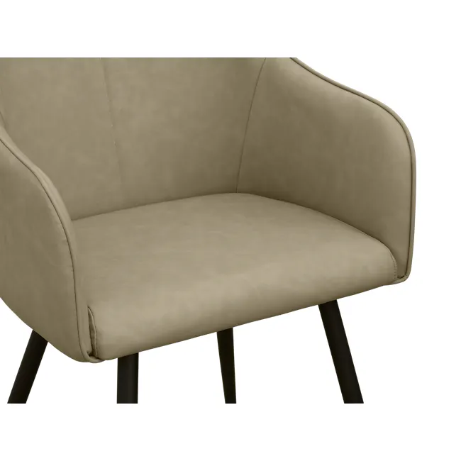 Charlie Dining Armchair - Taupe (Faux Leather) - 15 - Modern upholstered chair, beige fabric, sleek design, minimalist