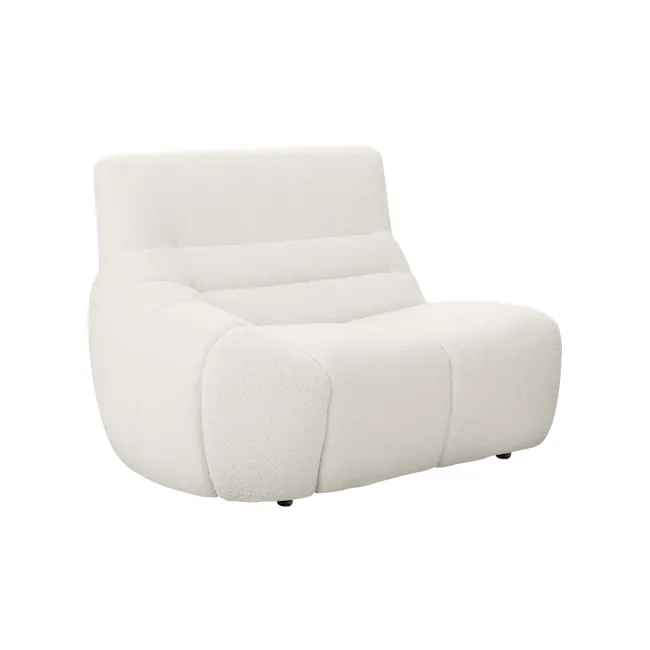 Tara 4 Seater Sofa - Beige - 20 - Luxurious white upholstered lounge chair, modern design, plush fabric, ergonomic shape