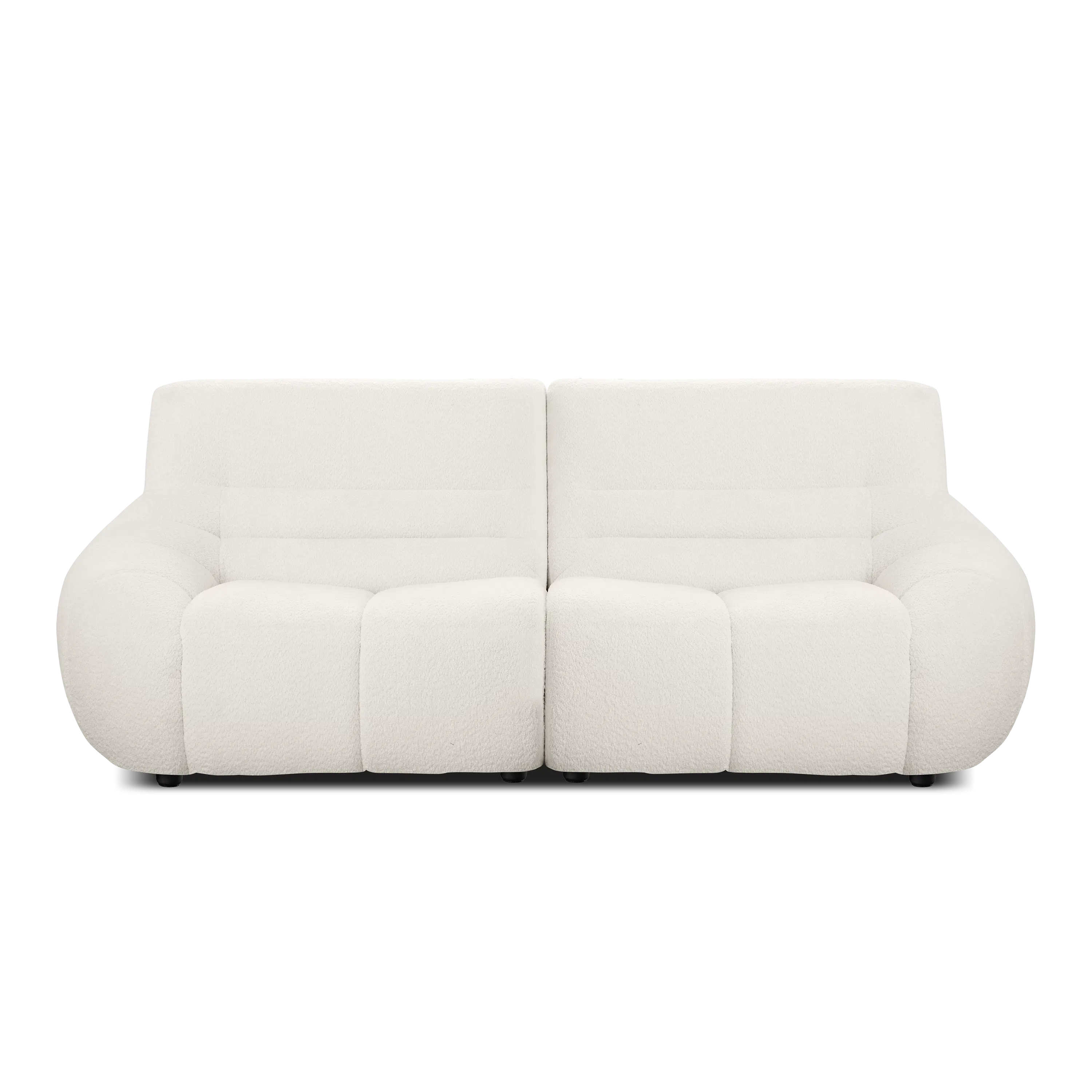Tara Left Arm Sofa Unit - Beige - 11 - Sleek, modern white sofa with plush, textured upholstery, Minimalist design featuring