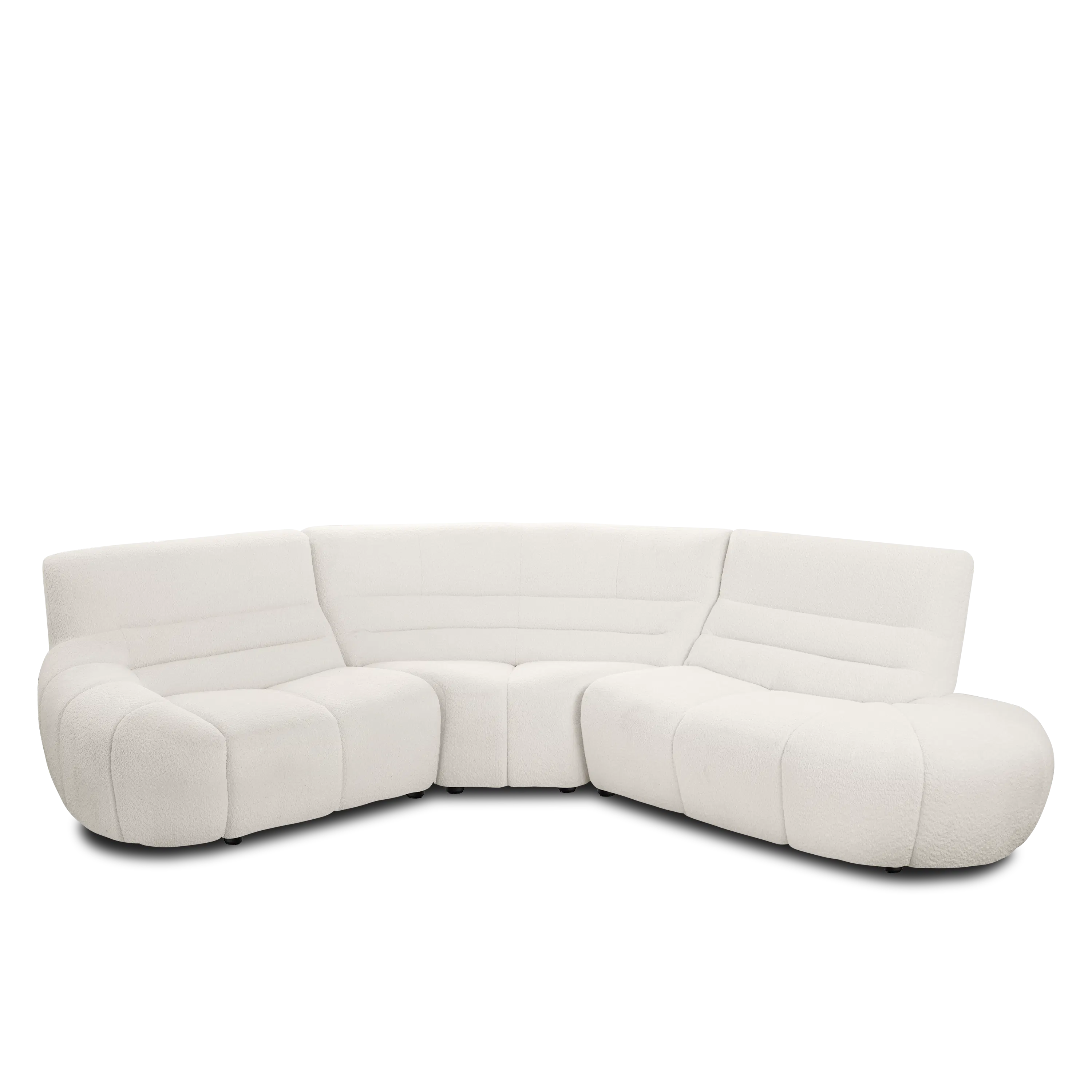 Tara Left Arm Sofa Unit - Beige - 10 - Sleek, modern white sectional sofa with plush cushions, Ergonomic design with