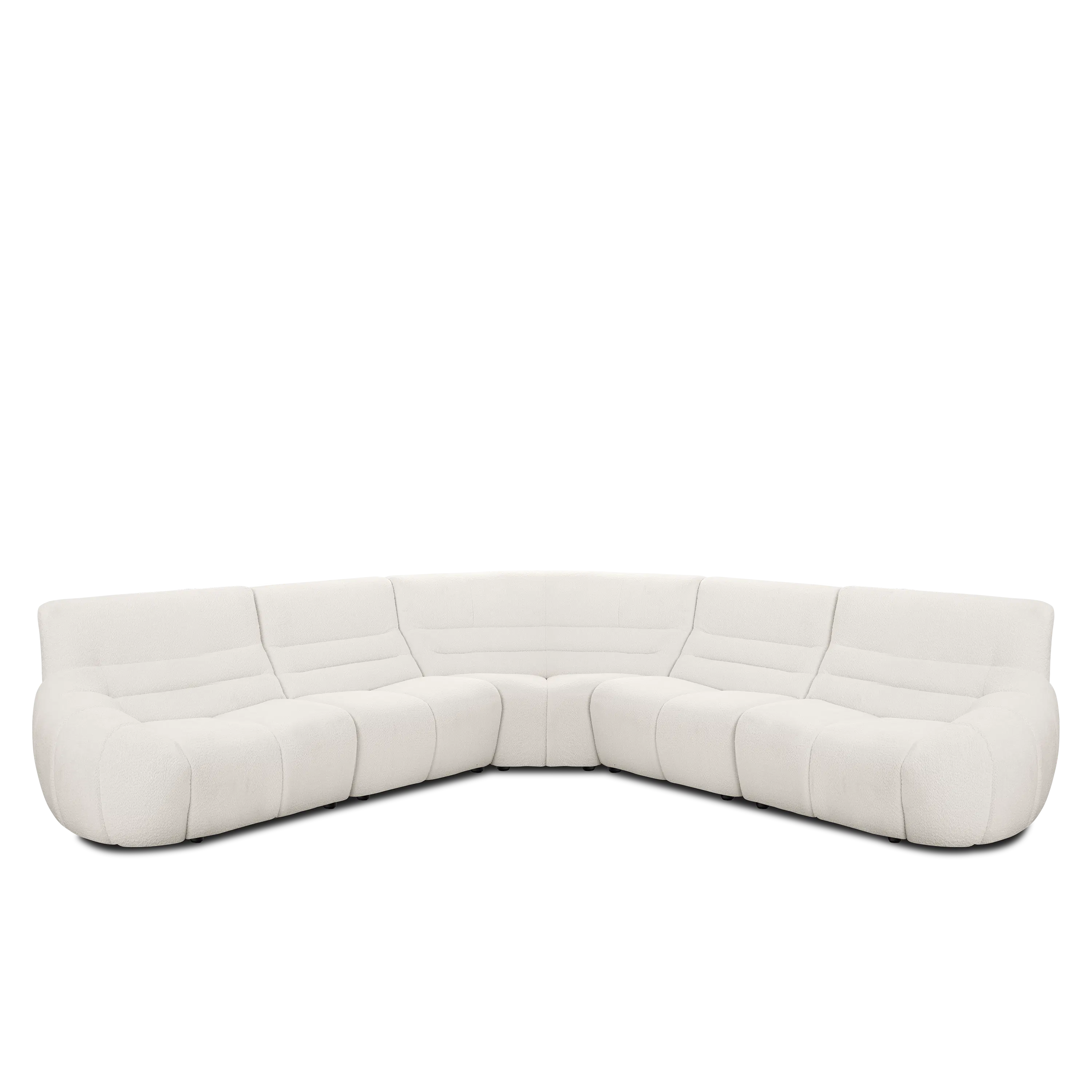 Tara Left Arm Sofa Unit - Beige - 13 - Sleek, modern white sectional sofa with plush cushions, Elegant, minimalist white