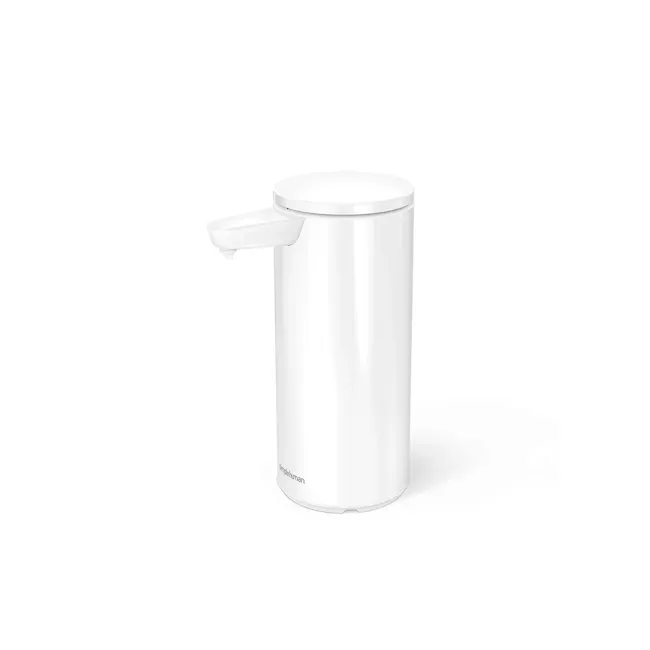 simplehuman 9oz Sensor Pump - White - 1 - White cylindrical device, sleek design, minimalist aesthetic, modern kitchen