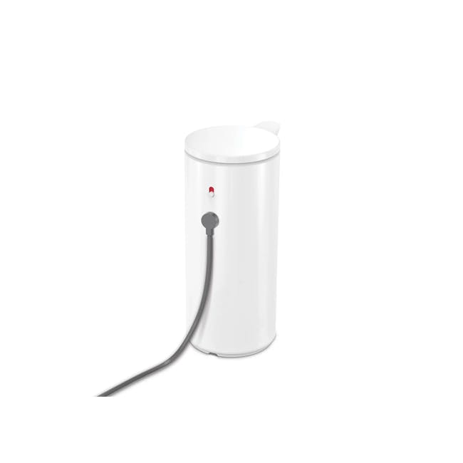 simplehuman 9oz Sensor Pump - White - 4 - White cylindrical water heater, digital control knob, red and gray control panel