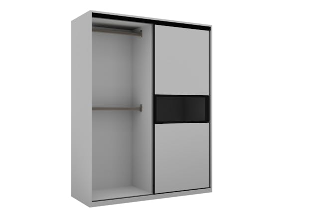 Lorren Sliding Door Wardrobe 3 with Glass Panel - Matte White - 6