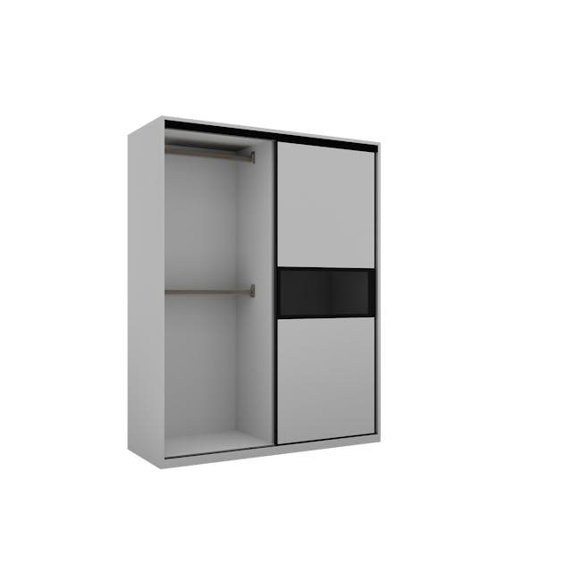 Lorren Sliding Door Wardrobe 3 with Glass Panel - Matte White - 6