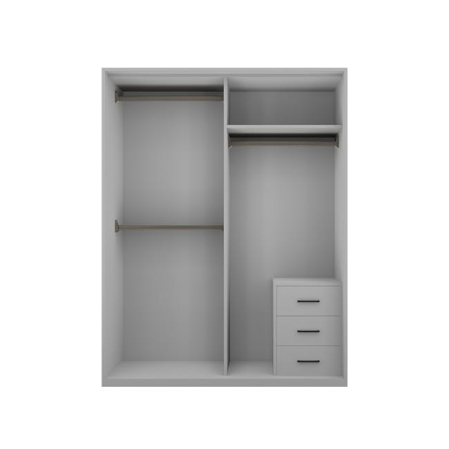 Lorren Sliding Door Wardrobe 3 with Glass Panel - Matte White - 1