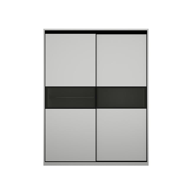 Lorren Sliding Door Wardrobe 3 with Glass Panel - Matte White - 0