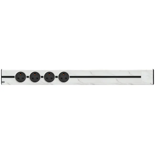 Line8 Power Track 800mm + 4 Adaptors Bundle - Indian White Marble - 1 - White marble countertop, modern design, sleek lines