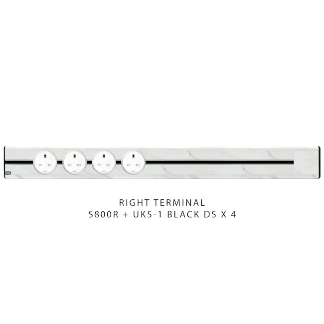 Line8 Power Track 800mm + 4 Adaptors Bundle - Indian White Marble - 4 - Sleek and modern right terminal switch, UXS-1 black
