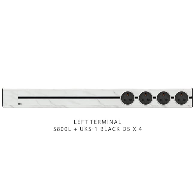 Line8 Power Track 800mm + 4 Adaptors Bundle - Indian White Marble - 3 - White marble finish panel, Dual power outlets