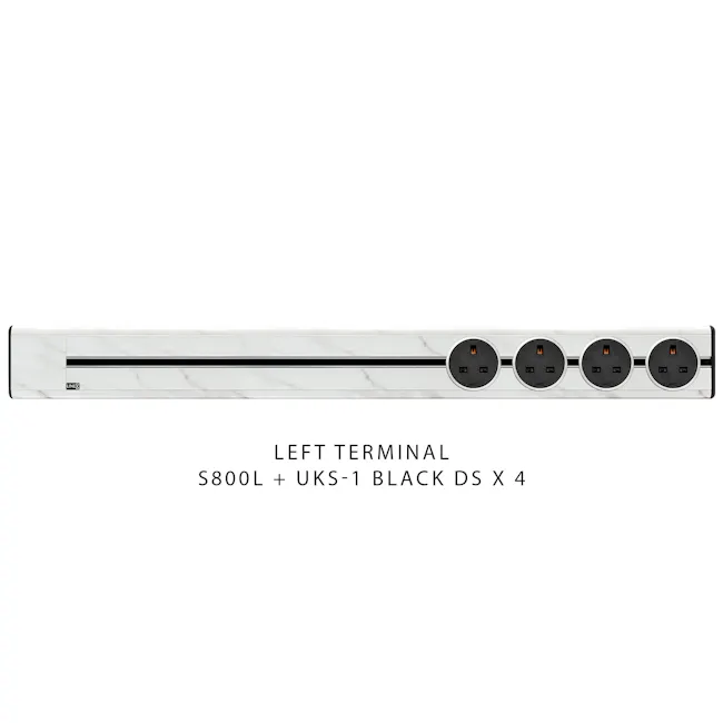 Line8 Power Track 800mm + 4 Adaptors Bundle - Indian White Marble - 3 - White marble finish panel, Dual power outlets