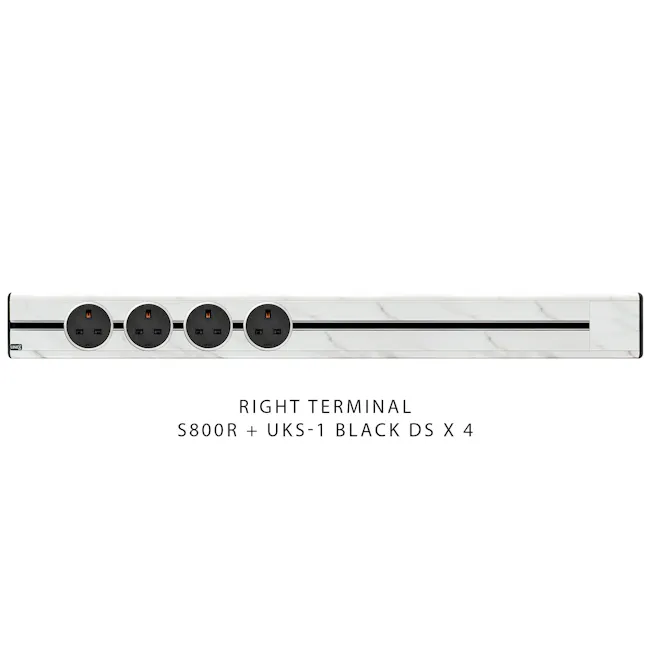 Line8 Power Track 800mm + 4 Adaptors Bundle - Indian White Marble - 2 - Sleek and modern right terminal design, Black and