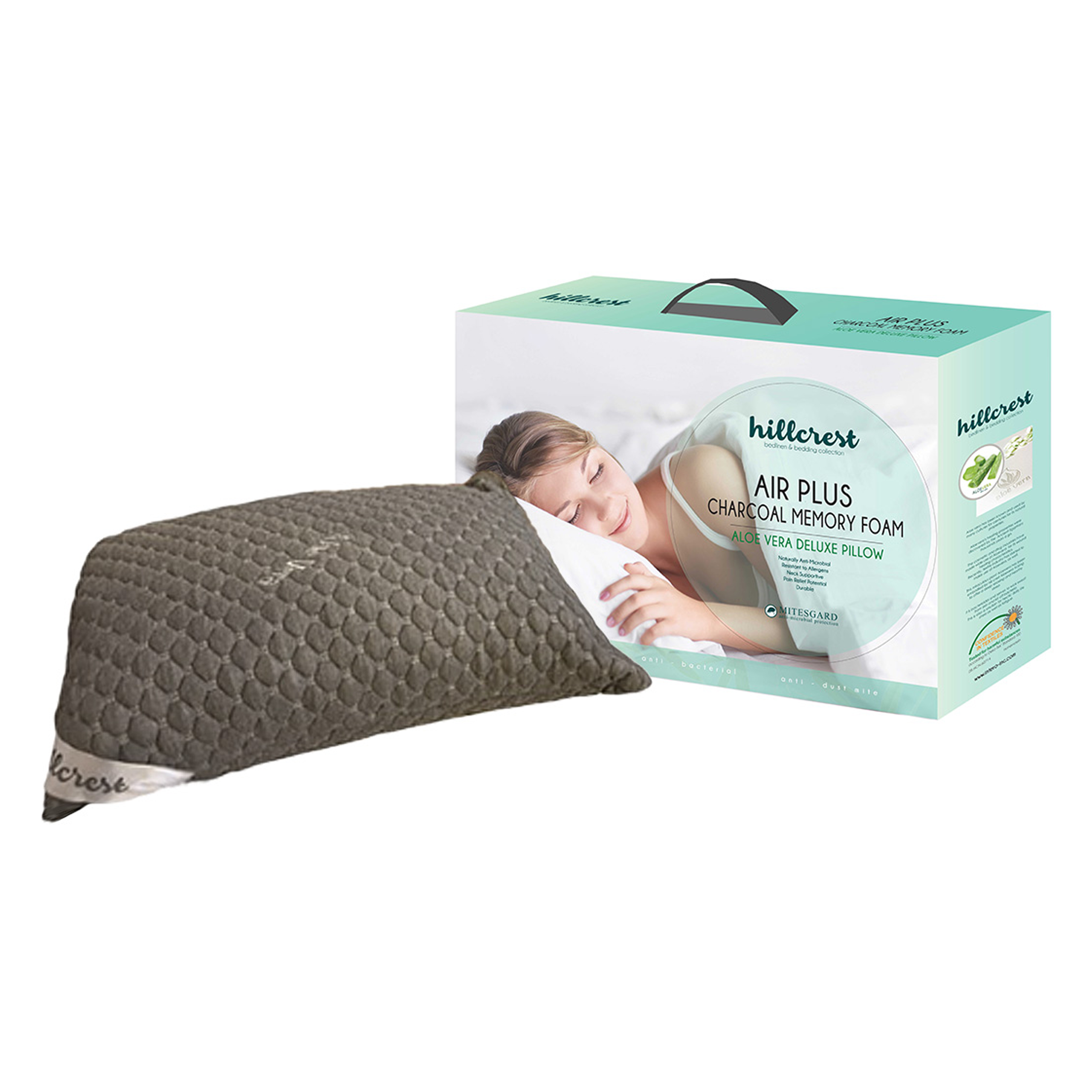 Hillcrest Aloe Vera Charcoal Memory Foam Pillow