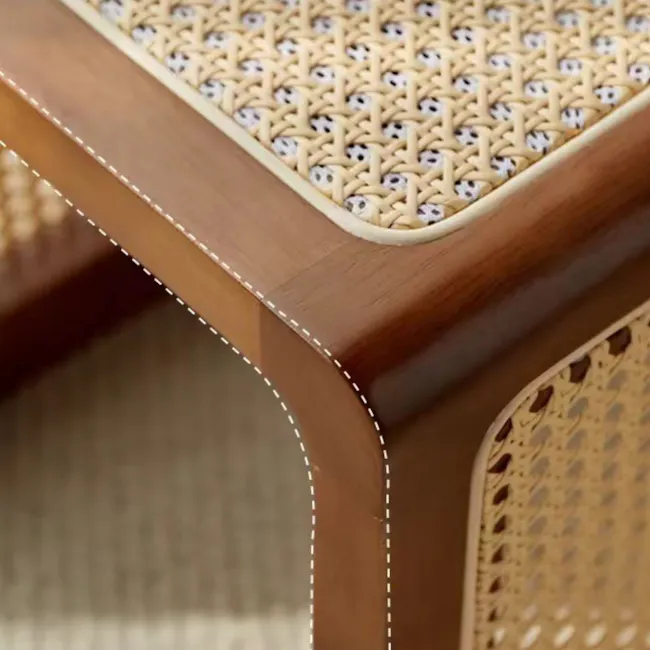 (As-is) Rein Rattan Stool Side Table - Walnut - 11