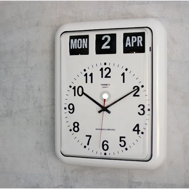 TWEMCO Analog Calendar Flip Wall Clock - White - 6