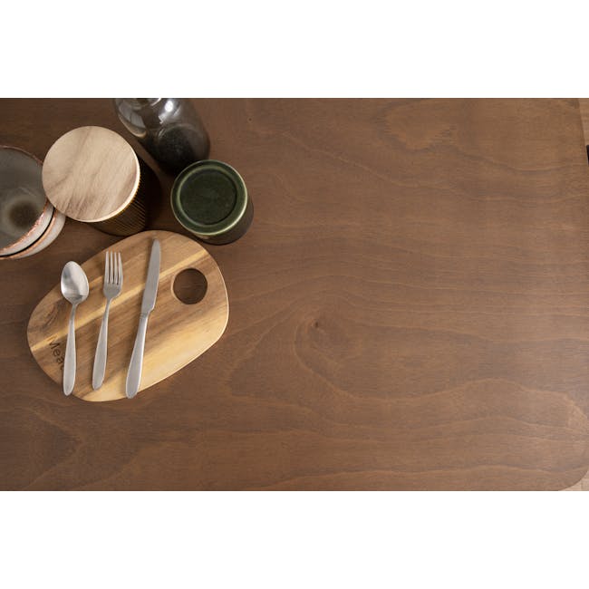 Harold Dining Table 1.5m in Cocoa with Harold Bench 1m with 2 Harold Dining Chairs in Seal - 8 - Wooden table, minimalist