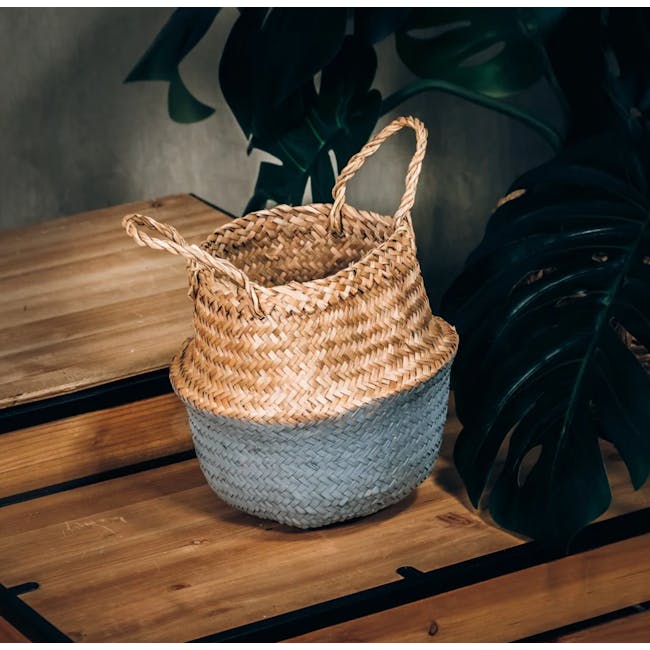 ecoHOUZE Seagrass Plant Basket With Handles - Grey (2 Sizes) - 3