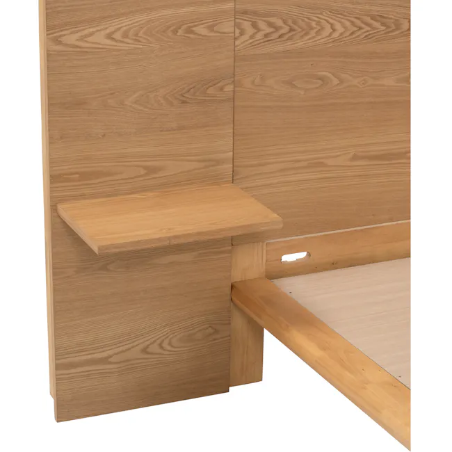 Palma Wooden Platform Queen Bed with Side Tables - Oak - 9