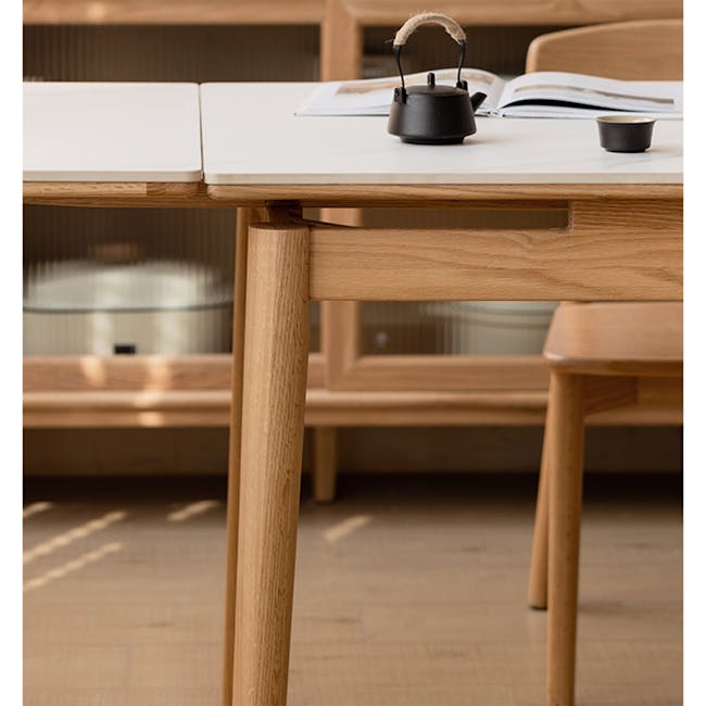 Fidela Extendable Dining Table 0.9m-1.5m (Sintered Stone) - 8 - Wooden table, minimalist design, natural wood finish, open