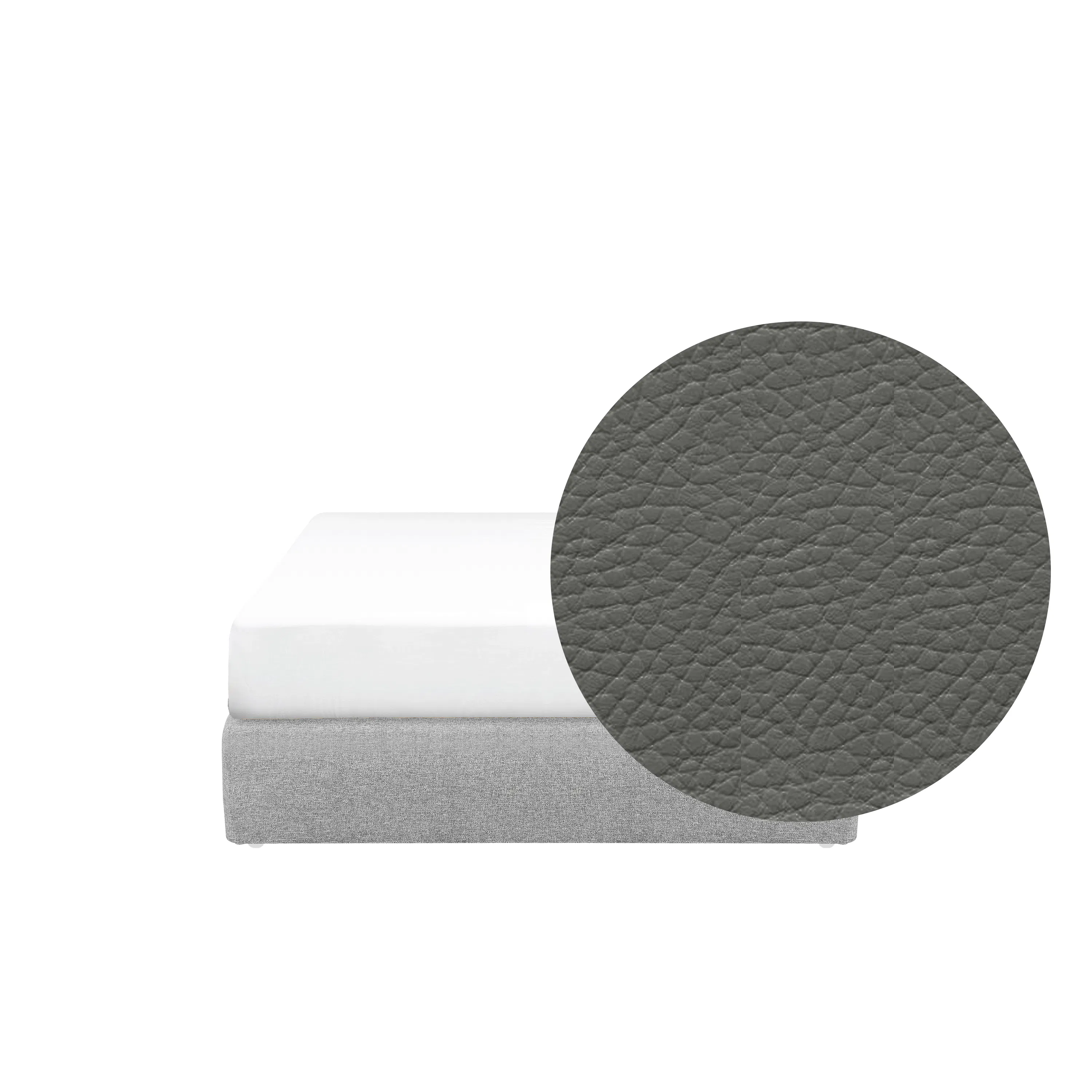 ESSENTIALS Super Single Box Bed - Stone (Faux Leather)