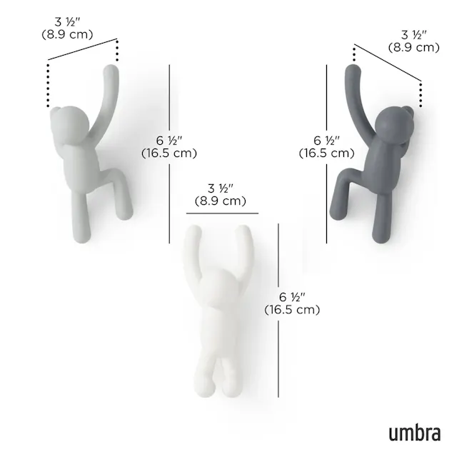 Buddy Wall Hook - Grey (Set of 3) - 6