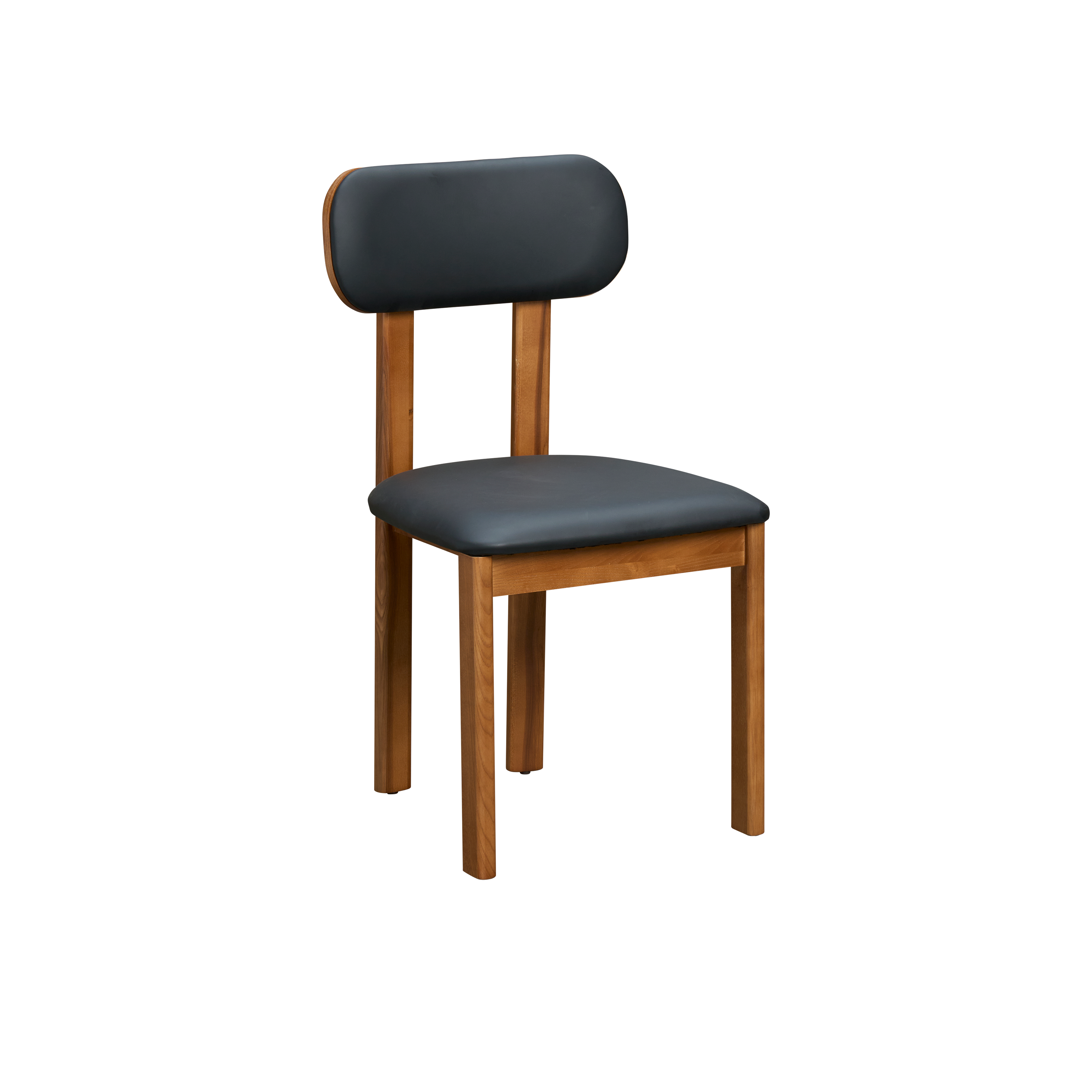 Caius Chair - Walnut, Black (Faux Leather)