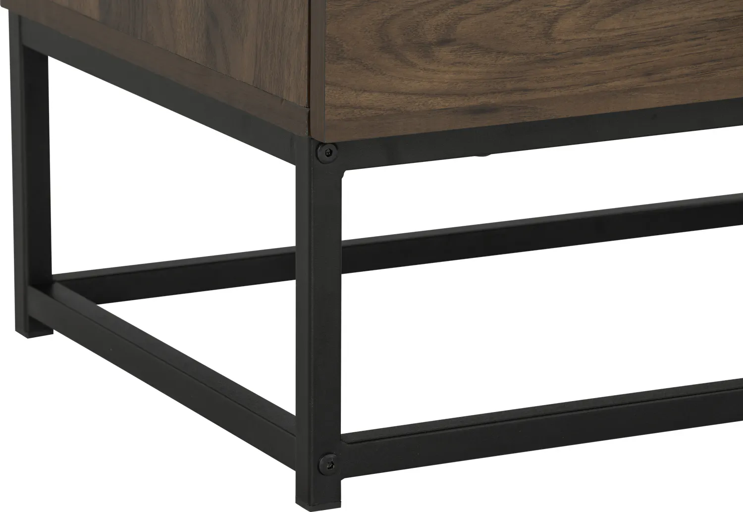 Carrie Bedside Table - 9 - Wooden table with black metal legs, minimalist design, sturdy construction, modern aesthetic