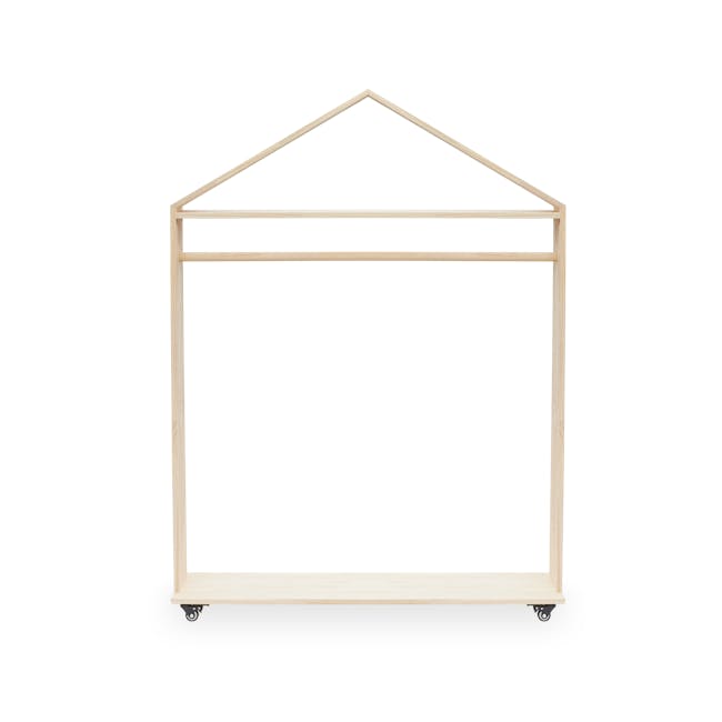 Nizu Kids House Clothes Rack with Wheels - 2 - Wooden frame, ladder, stairs, step ladder, mobile shelving, light wooden
