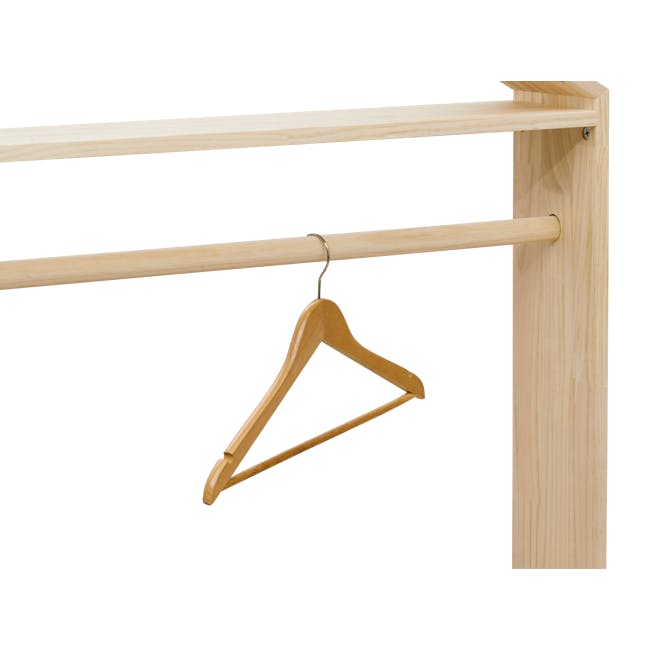Nizu Kids House Clothes Rack with Wheels - 4 - Light wooden furniture, minimalist design, horizontal slat structure, wooden