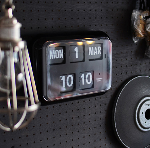 TWEMCO Big Calendar Flip Wall Clock Black, TWEMCO Retro Clocks HipVan