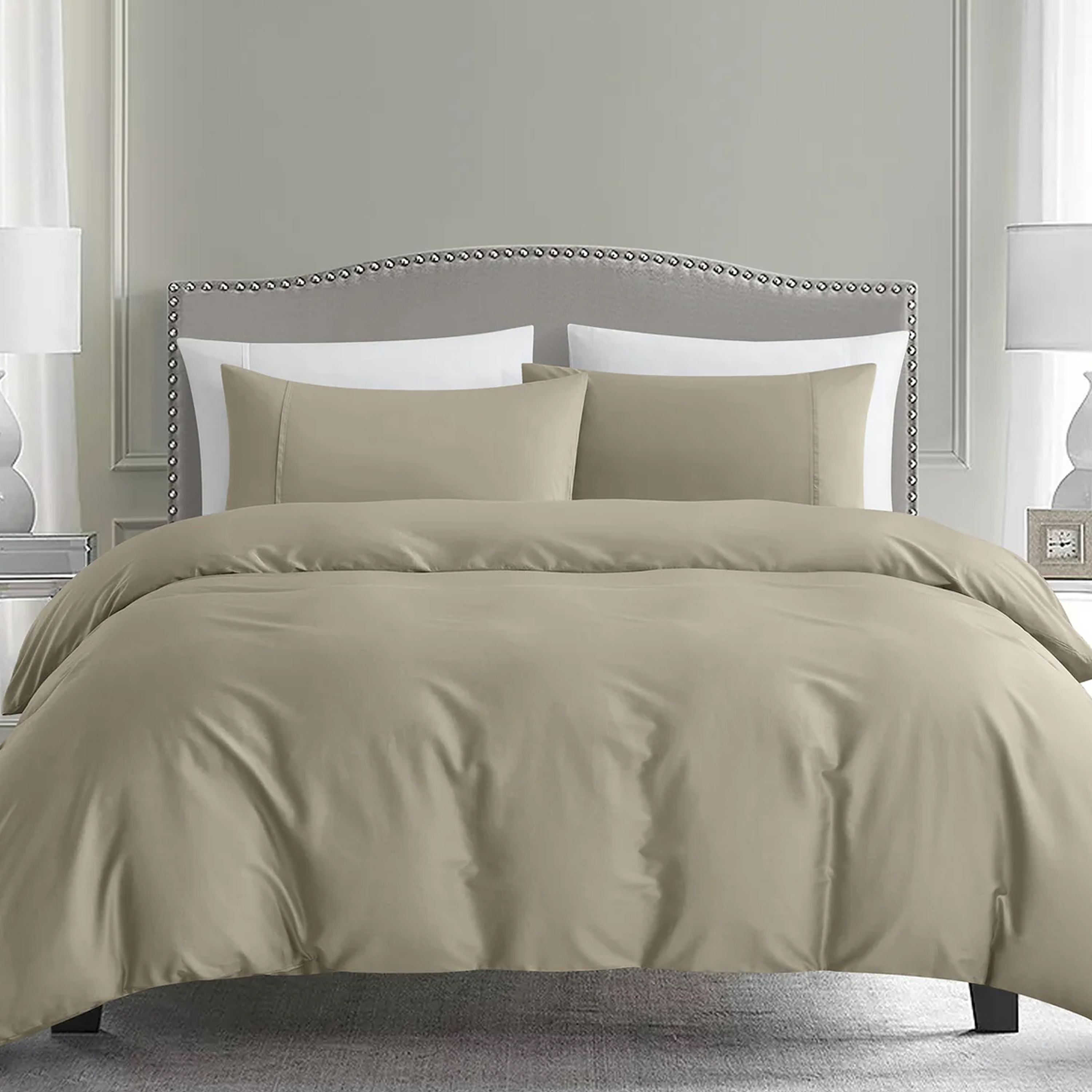 Pima Cotton Full Bedding Set - Taupe (4 Sizes)