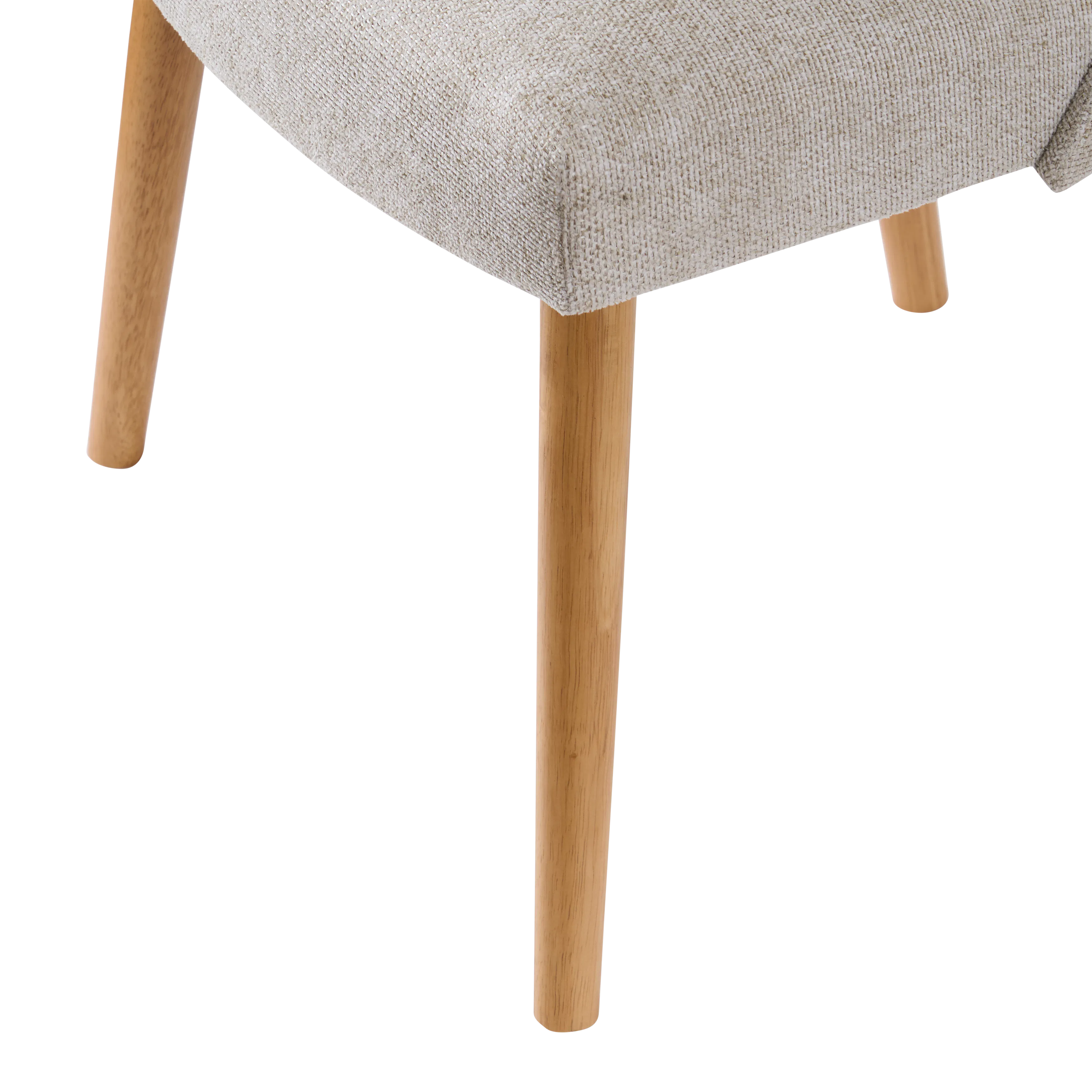 Miranda Chair - Natural, Beige - 9 - Wooden stool, beige upholstered seat, natural wood legs, minimalist design, light