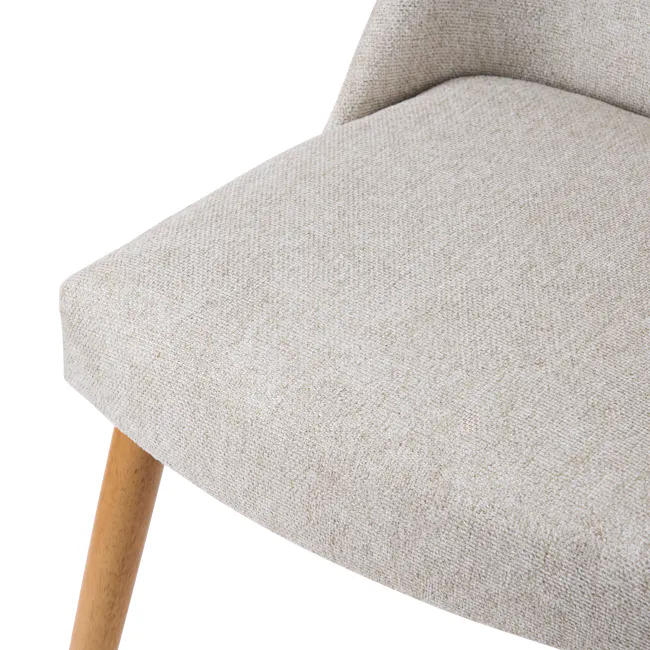 Miranda Chair - Natural, Beige - 8 - Beige woven fabric chair, light wooden armrests, soft texture upholstery, modern