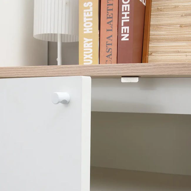 Madeline Modular 2 Door Cabinet 0.8m - 8 - White bookshelf, minimalist design, wooden shelf, modern decor, white drawer